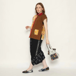 LIMITTES Baju Kemeja Vest Outer Batik Lurik Wanita Tali Samping