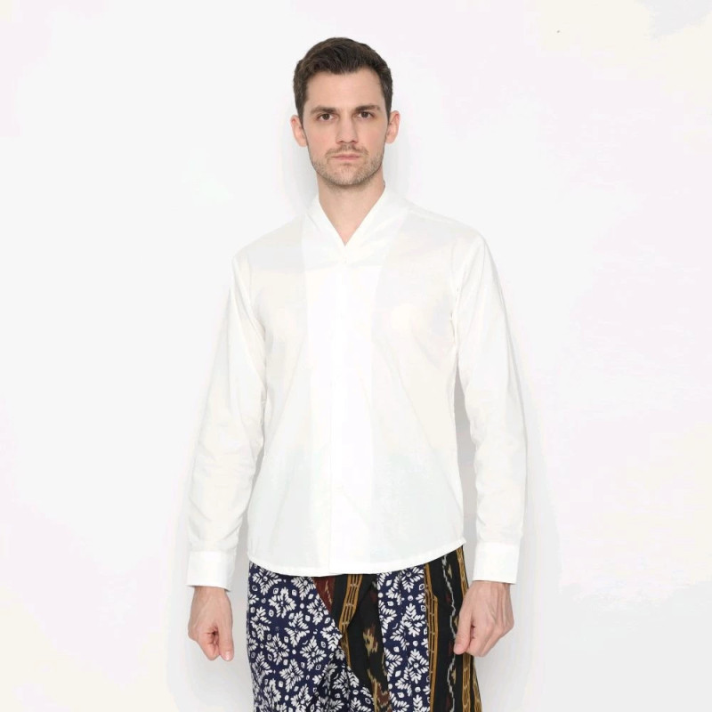 LIMITTES Baju Kemeja Koko Lebaran Pria Lengan Panjang Katun Shanghai Beskap